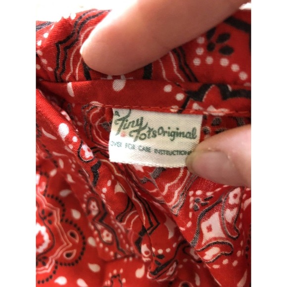 Vintage Tiny Tots Original No Size Western Print Red Button Up Short Sleeve - Picture 2 of 3
